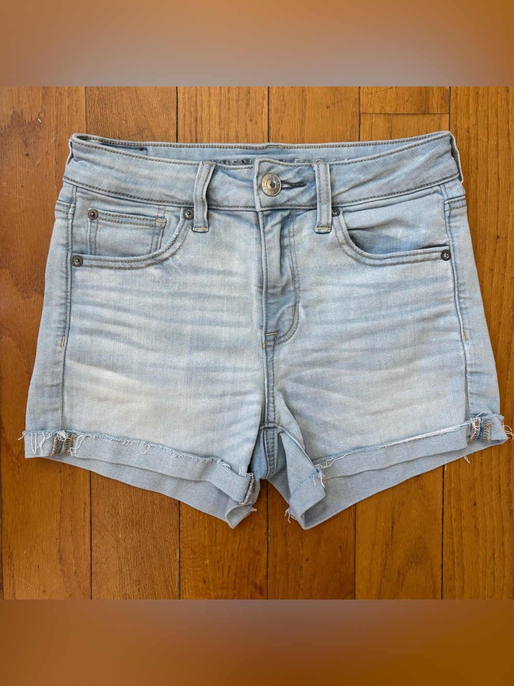 American Eagle Light Blue Denim Stretch Women's Shorts 4